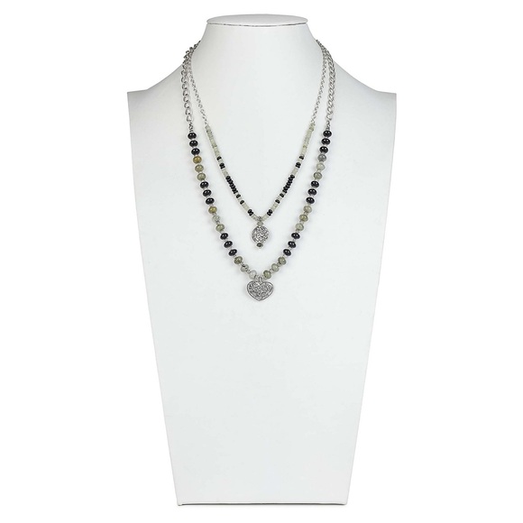 Patricia Nash Silver Tone 3 Piece Tiger's Eye Green And Black Modular Necklace - Picture 6 of 12